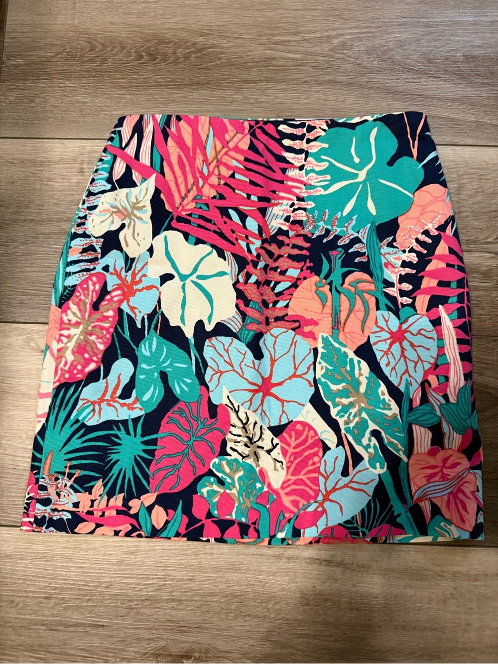 Talbots Tropical Floral Mini Skirt in Navy, Teal, Coral & Pink